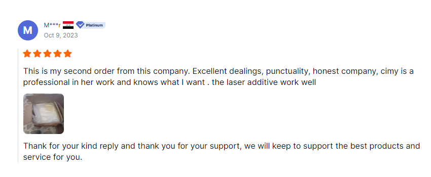 Client Testimonials for Laser Marking Masterbatches