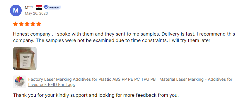 Customer Testimonials for Laser Additives