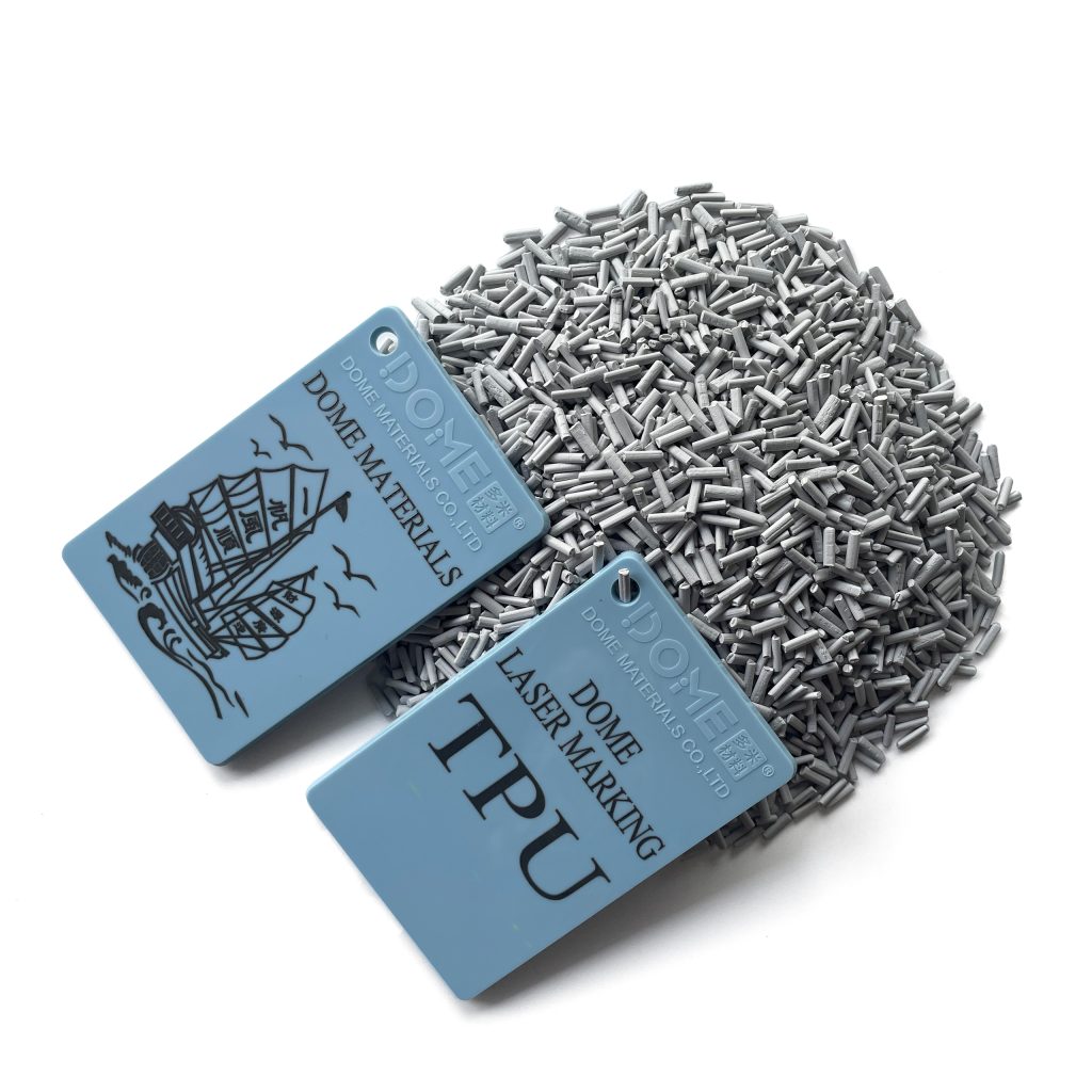 LASER MARKING ADDITIVE MASTERBATCH-BLACK LASER AMRKING ON BLUEPLASTIC TPU MOLDED PARTS